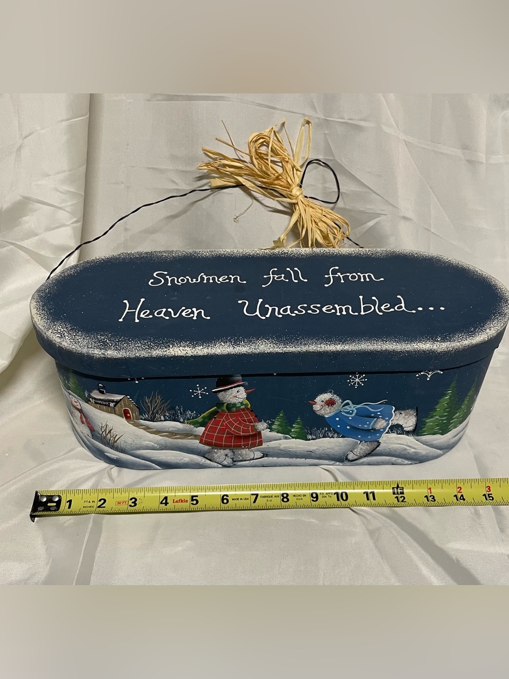 Heavy Cardboard Material  Snowman Holiday Box - Navy Blue